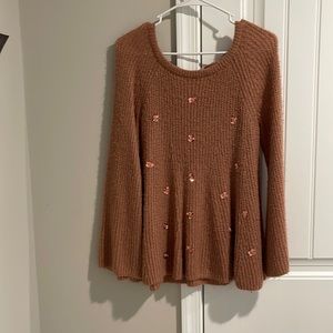 LC Sweater with bell sleeves and ribbon tie in back size S